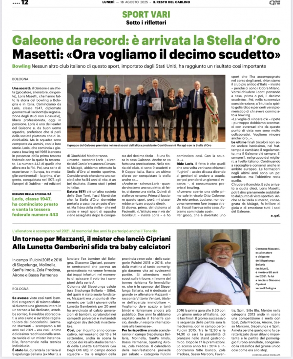 Stella d&rsquo;Oro per l&rsquo;A.S.D. Galeone